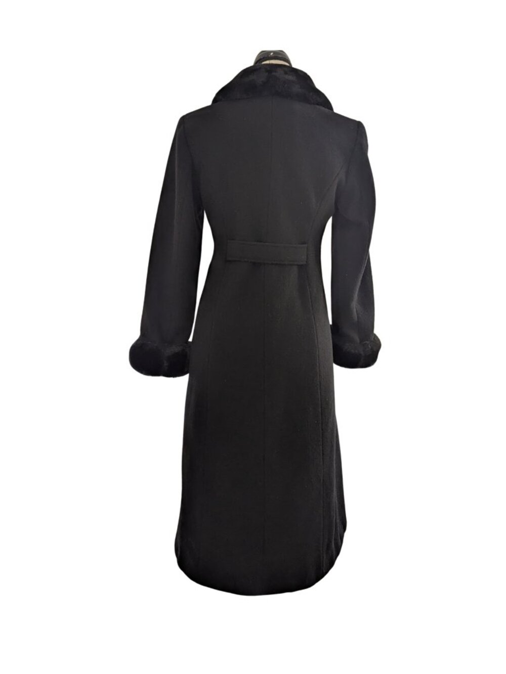 Donnybrook Black Wool Faux Fur Trim Coat Petite 2P - Picture 3 of 11